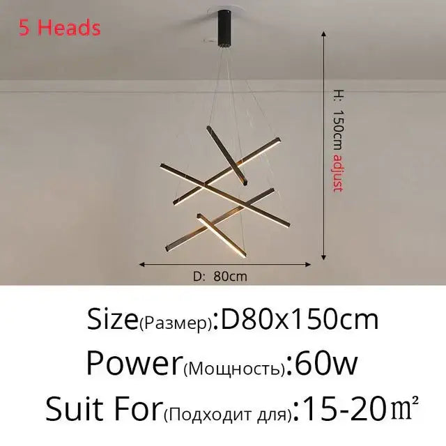 DecorBites™ Aluminum Ceiling Chandelier: LED Changeable Shape Stair High-Rise Indoor Lighting