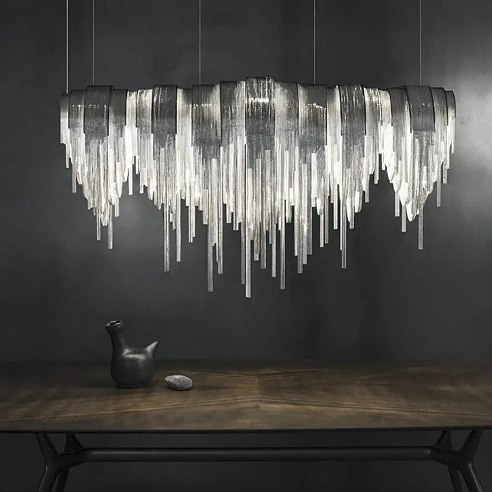 DecorBites™ Aluminum Chain Pendant Lights Postmodern Tassel Hanging Lamp for Dining Table
