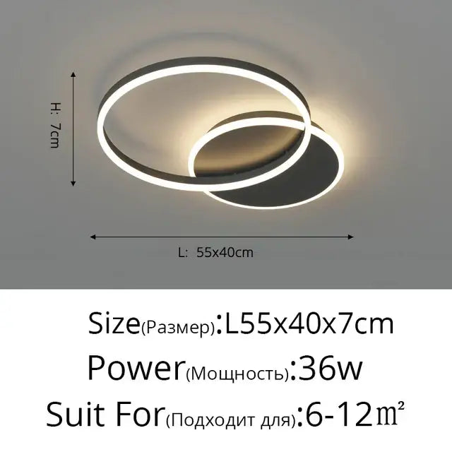 ثريا سقف دائرية LED من الألومنيوم DecorBites™ لغرفة النوم وغرفة المعيشة والمطبخ