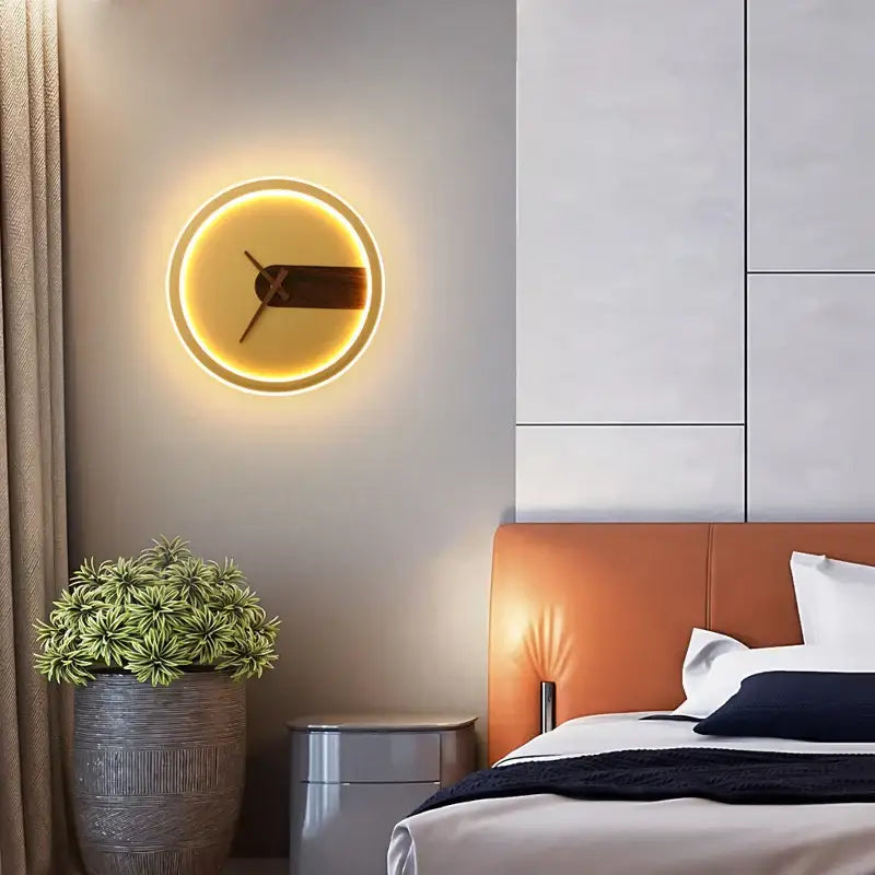 DecorBites™ Aluminum Clock Wall Lamp - Modern Led Sconce Light for Home, Hotel & Aisle