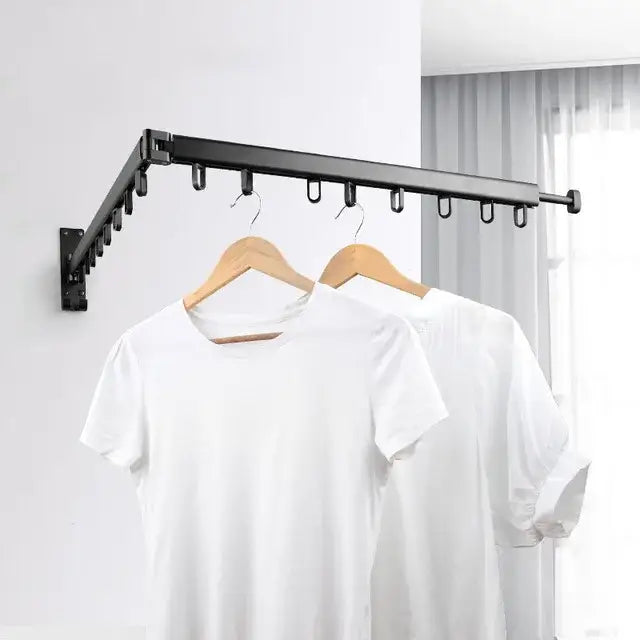 DecorBites™ Aluminum Clothing Hanger Organizer Rack Black Foldable Laundry Drying Rack