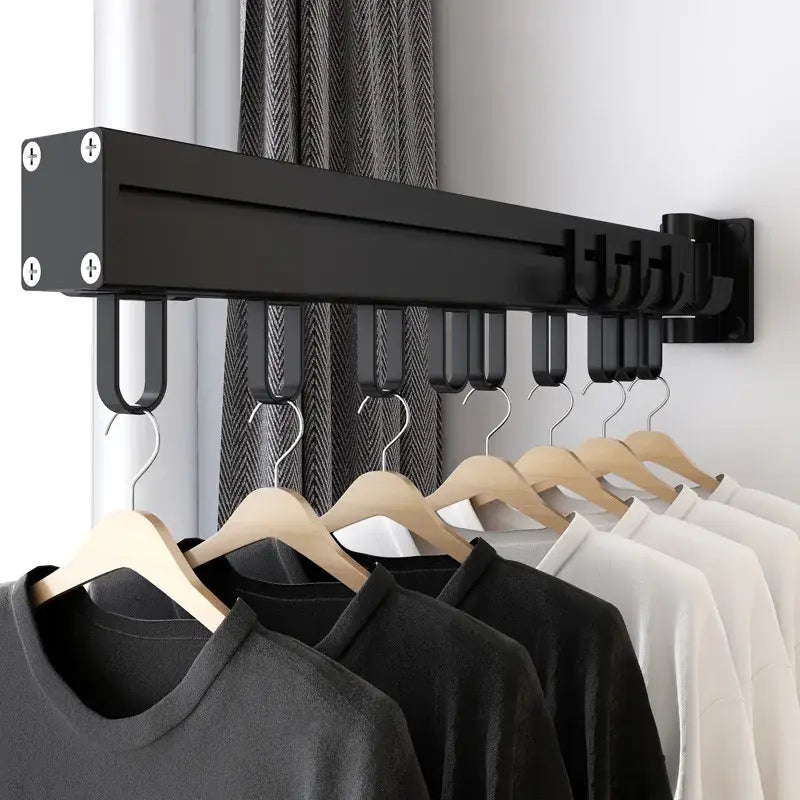 DecorBites™ Aluminum Clothing Hanger Organizer Rack Black Foldable Laundry Drying Rack