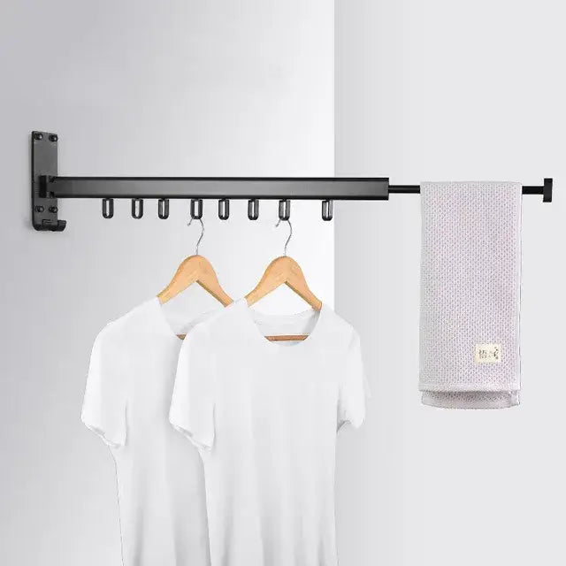 DecorBites™ Aluminum Clothing Hanger Organizer Rack Black Foldable Laundry Drying Rack