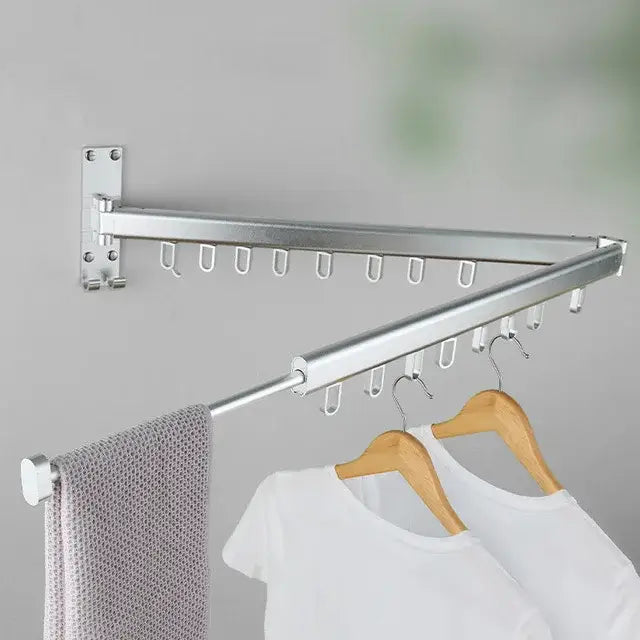 DecorBites™ Aluminum Clothing Hanger Organizer Rack Black Foldable Laundry Drying Rack