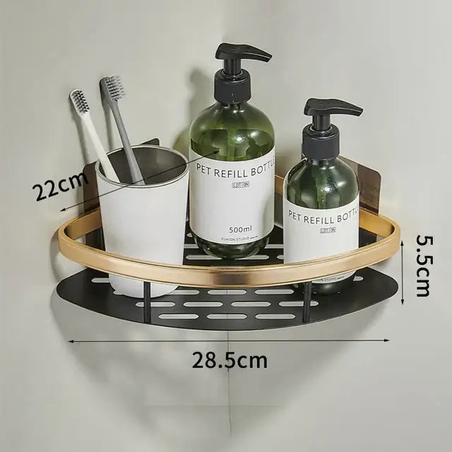 رف زاوية للحمام من الألومنيوم DecorBites™ مع حامل مناشف