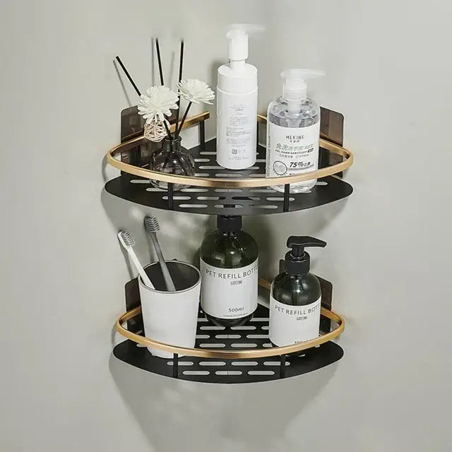 رف زاوية للحمام من الألومنيوم DecorBites™ مع حامل مناشف
