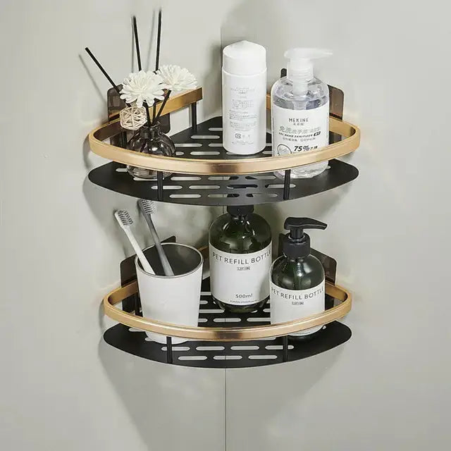 رف زاوية للحمام من الألومنيوم DecorBites™ مع حامل مناشف