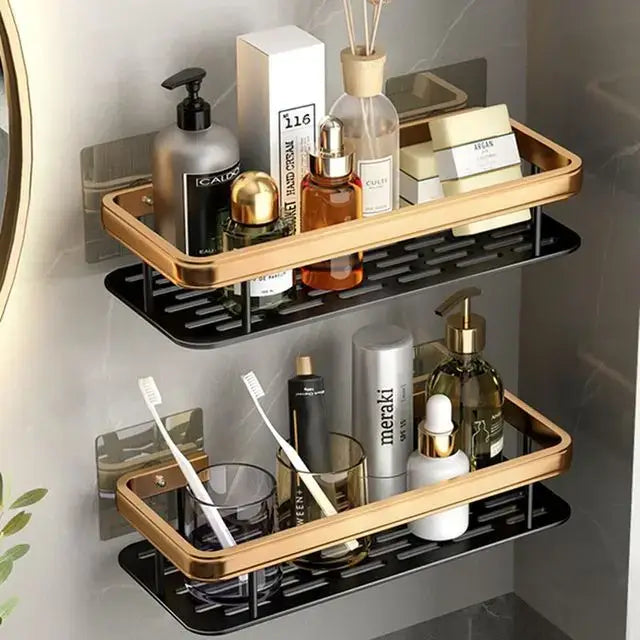 رف زاوية للحمام من الألومنيوم DecorBites™ مع حامل مناشف