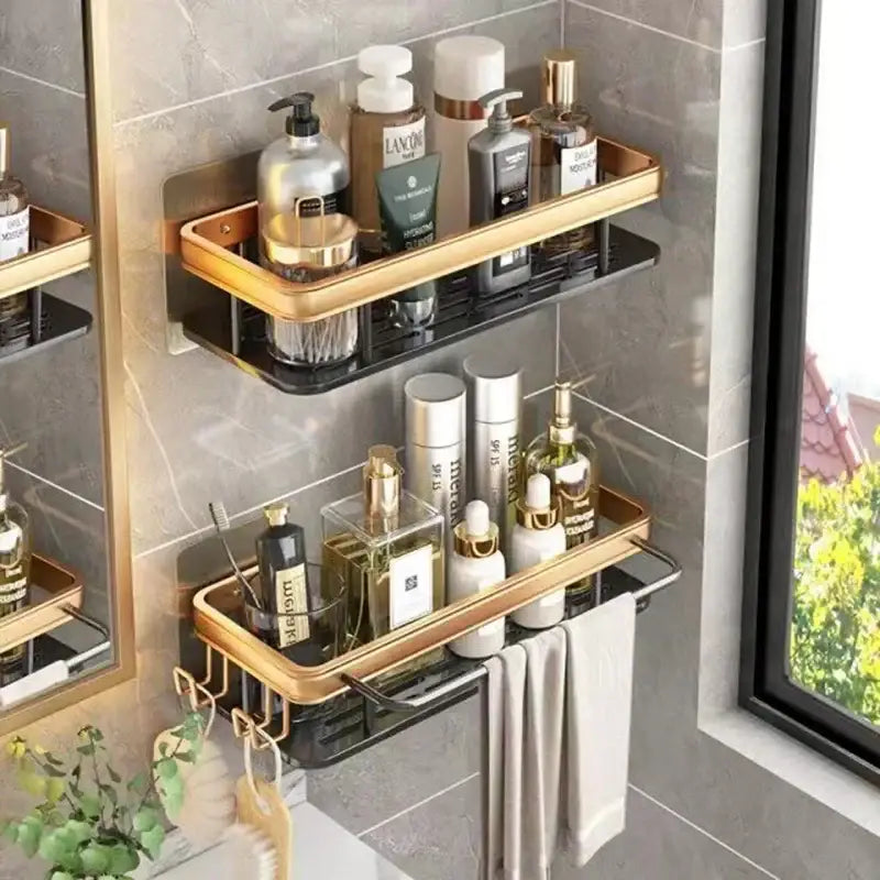 رف زاوية للحمام من الألومنيوم DecorBites™ مع حامل مناشف
