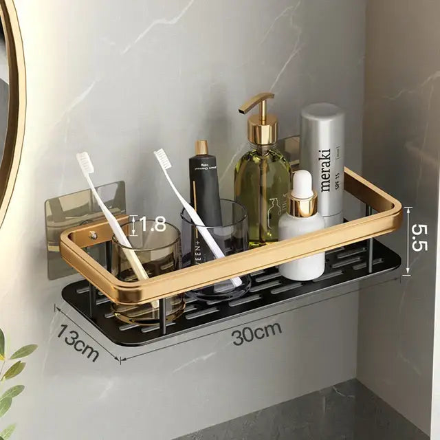 رف زاوية للحمام من الألومنيوم DecorBites™ مع حامل مناشف