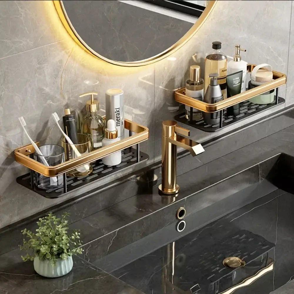 رف زاوية للحمام من الألومنيوم DecorBites™ مع حامل مناشف