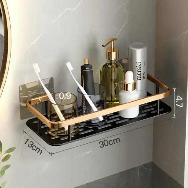 رف زاوية للحمام من الألومنيوم DecorBites™ مع حامل مناشف