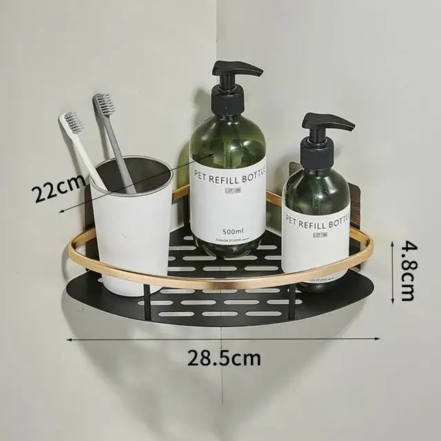 رف زاوية للحمام من الألومنيوم DecorBites™ مع حامل مناشف