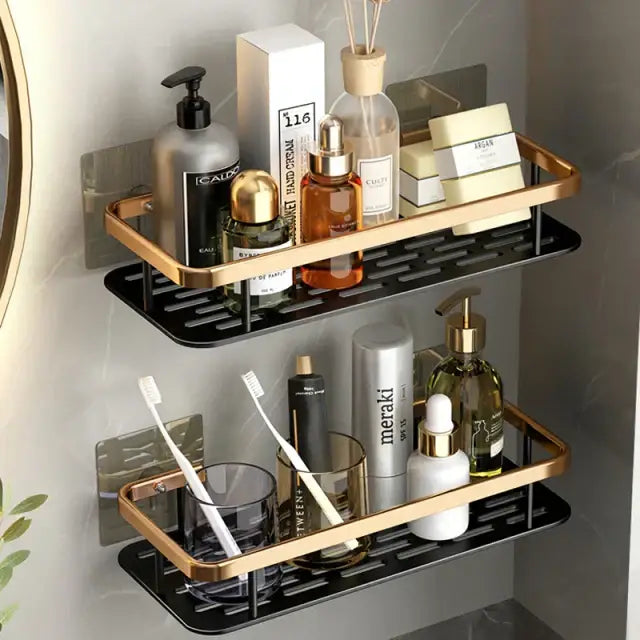 رف زاوية للحمام من الألومنيوم DecorBites™ مع حامل مناشف