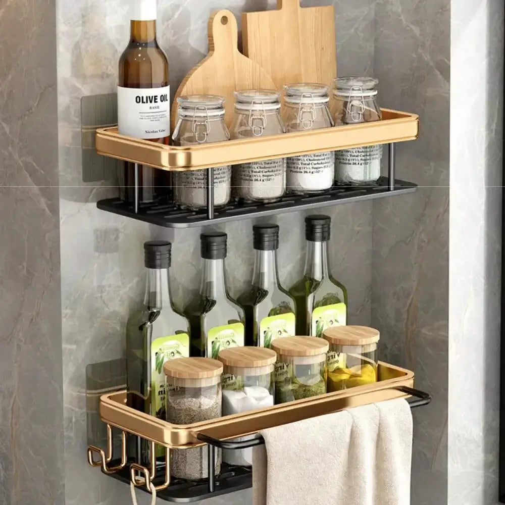 رف زاوية للحمام من الألومنيوم DecorBites™ مع حامل مناشف
