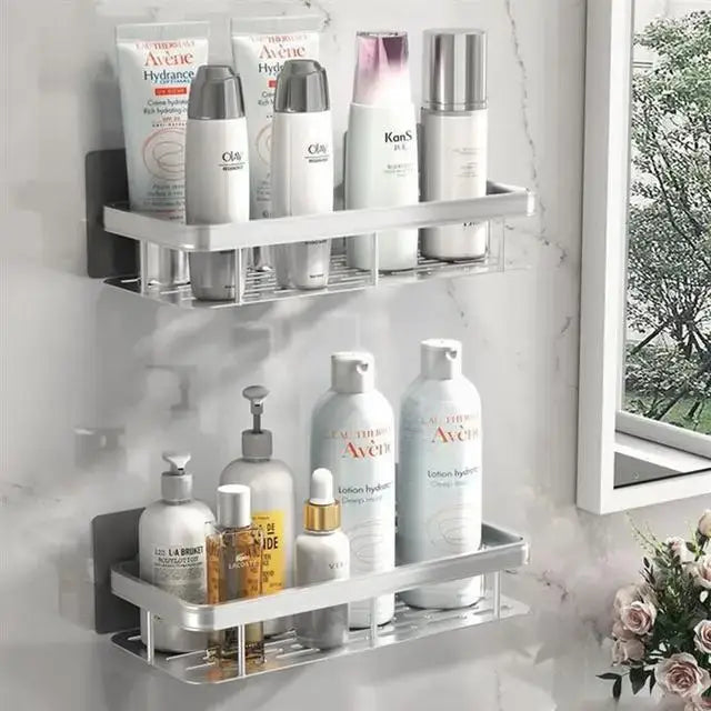 DecorBites™ Aluminum Corner Shower Storage Rack - Punch-free Bathroom Shelf Organizer