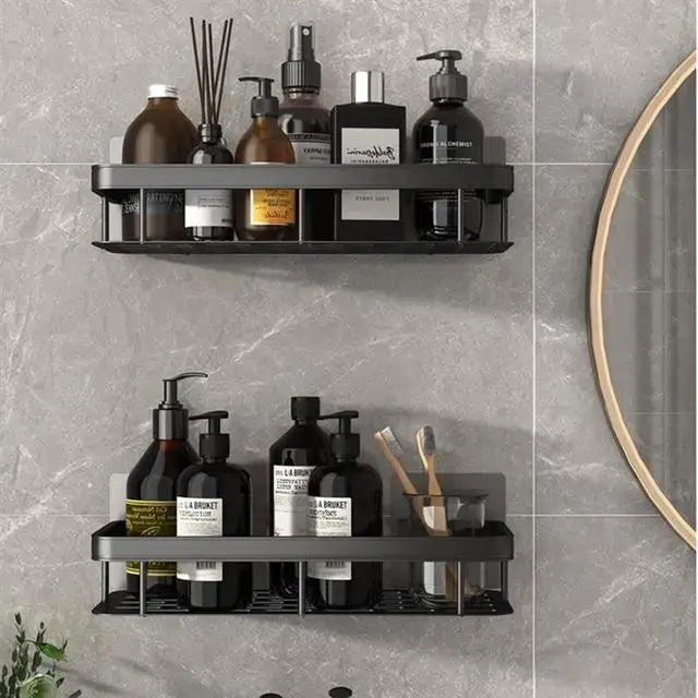 DecorBites™ Aluminum Corner Shower Storage Rack - Punch-free Bathroom Shelf Organizer
