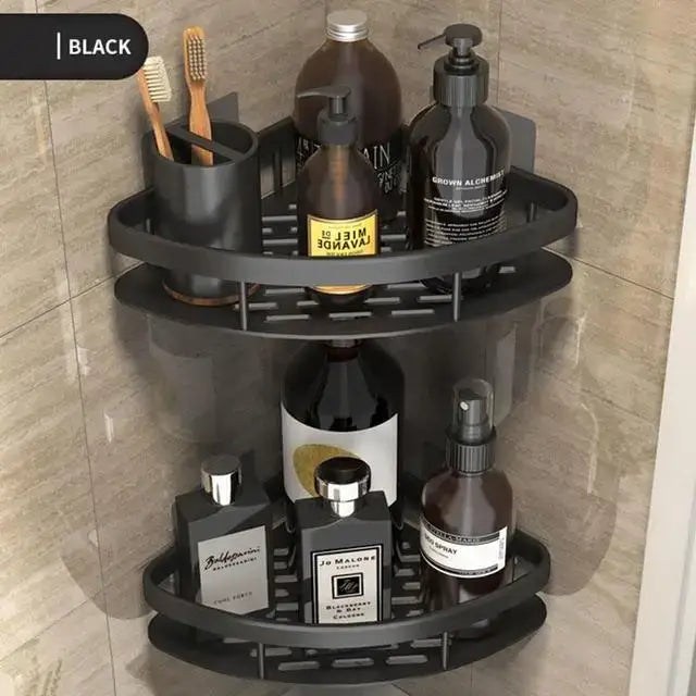 DecorBites™ Aluminum Corner Shower Storage Rack - Punch-free Bathroom Shelf Organizer