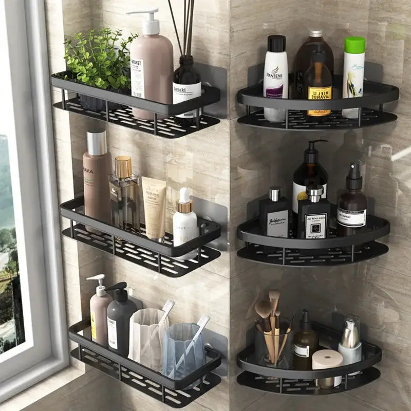 DecorBites™ Aluminum Corner Shower Storage Rack - Punch-free Bathroom Shelf Organizer