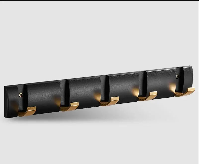 DecorBites™ Aluminum Folding Robe Hook Black Gold Wall Mount Towel Hanger Kitchen Door Hook