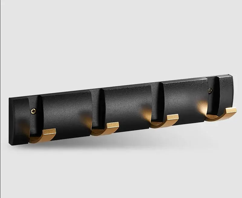 DecorBites™ Aluminum Folding Robe Hook Black Gold Wall Mount Towel Hanger Kitchen Door Hook