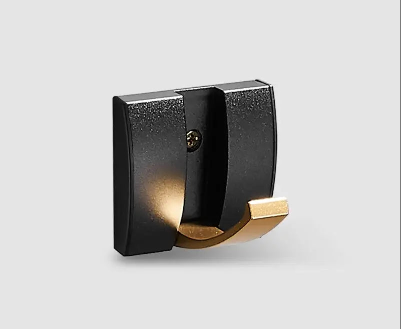 DecorBites™ Aluminum Folding Robe Hook Black Gold Wall Mount Towel Hanger Kitchen Door Hook