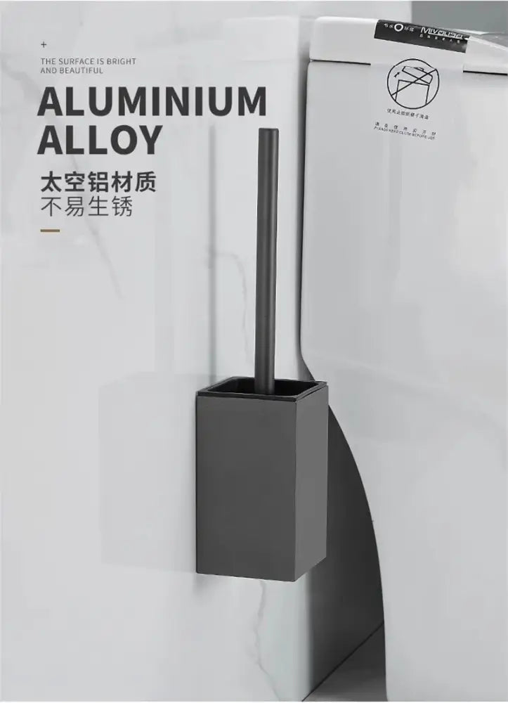 DecorBites™ Aluminum Gray/White Toilet Brush Holder Set