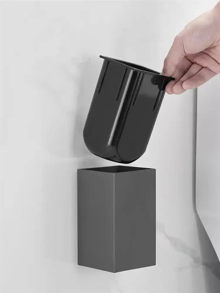 DecorBites™ Aluminum Gray/White Toilet Brush Holder Set