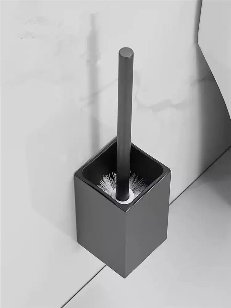 DecorBites™ Aluminum Gray/White Toilet Brush Holder Set