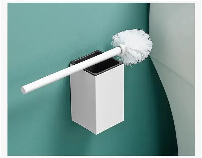 DecorBites™ Aluminum Gray/White Toilet Brush Holder Set