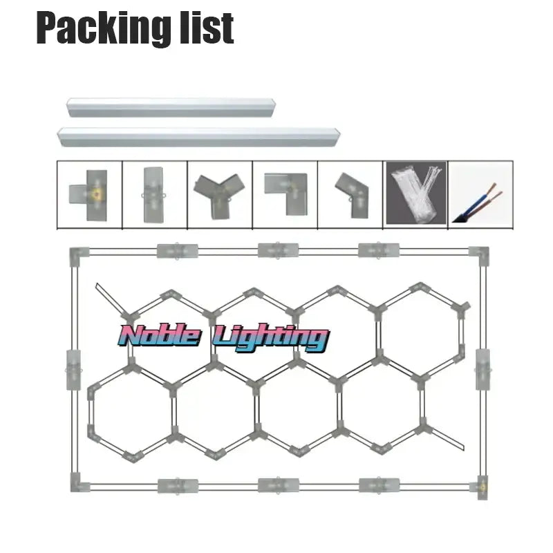 DecorBites™ Aluminum Housing Hexagon LED Light Bar Detailing Light 5X12M Honeycomb Ceiling Lamp