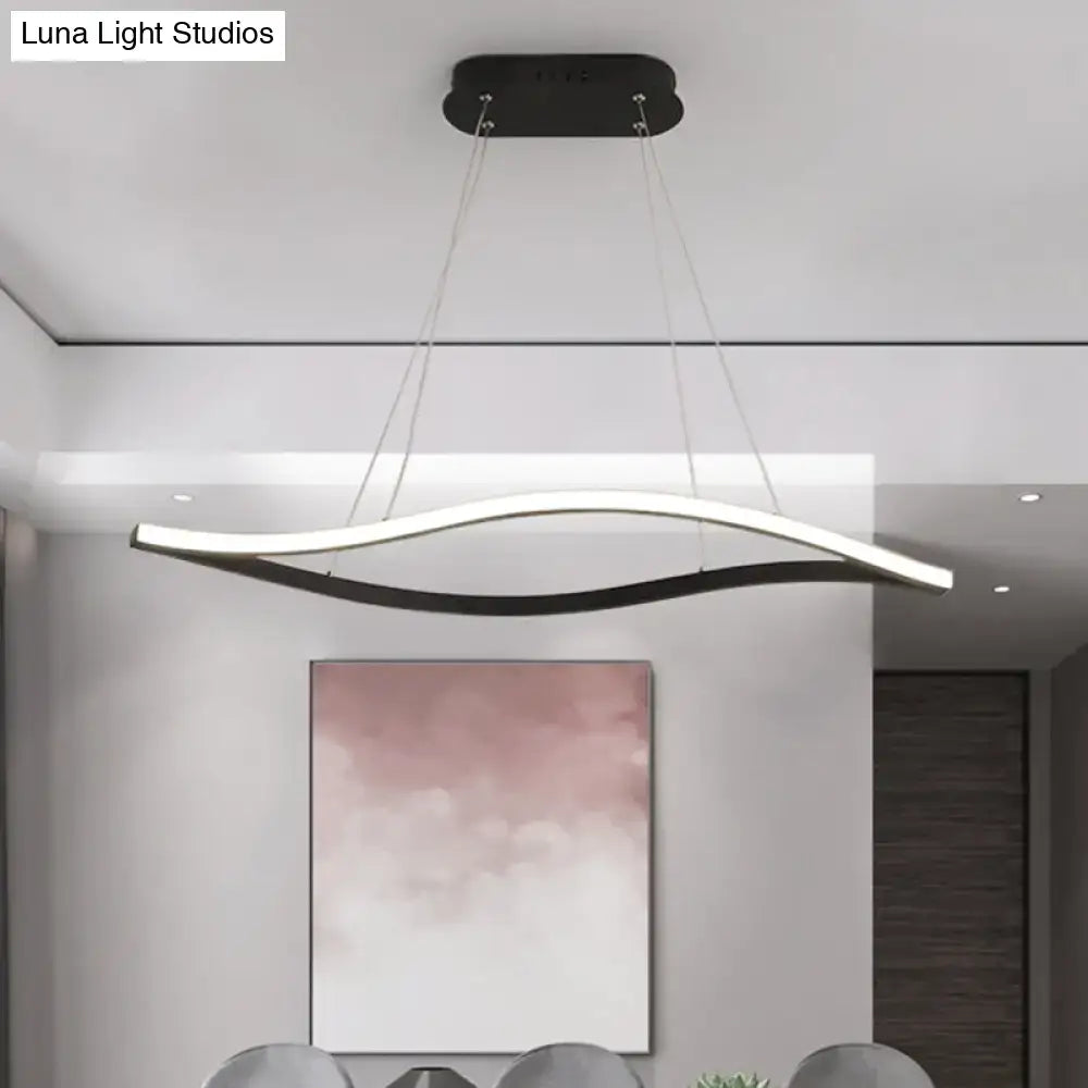DecorBites™ Aluminum Leaf Drop Pendant LED Island Lamp - Simplicity Black/White, Warm/White Light - 31.5"/39" Wide
