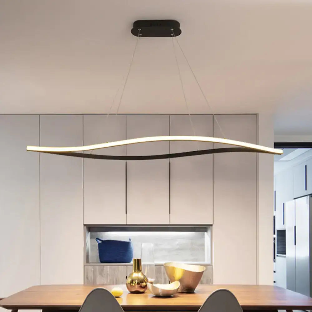 DecorBites™ Aluminum Leaf Drop Pendant LED Island Lamp - Simplicity Black/White, Warm/White Light - 31.5"/39" Wide