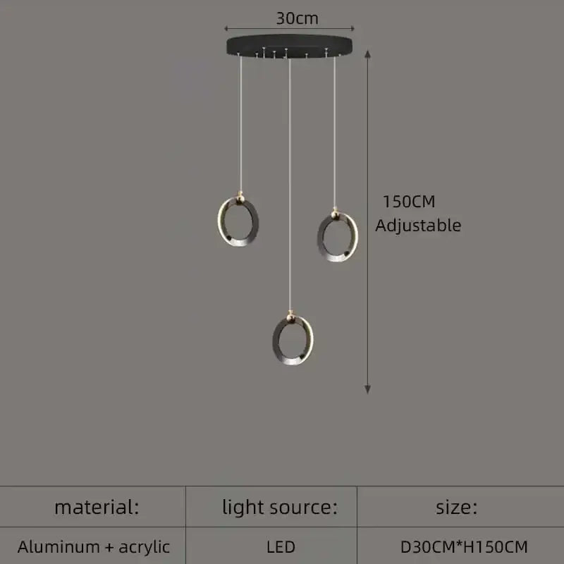 DecorBites™ Aluminum LED Chandelier Crystal Round Hanging Lamps Luxury Staircase Lighting Fixtures