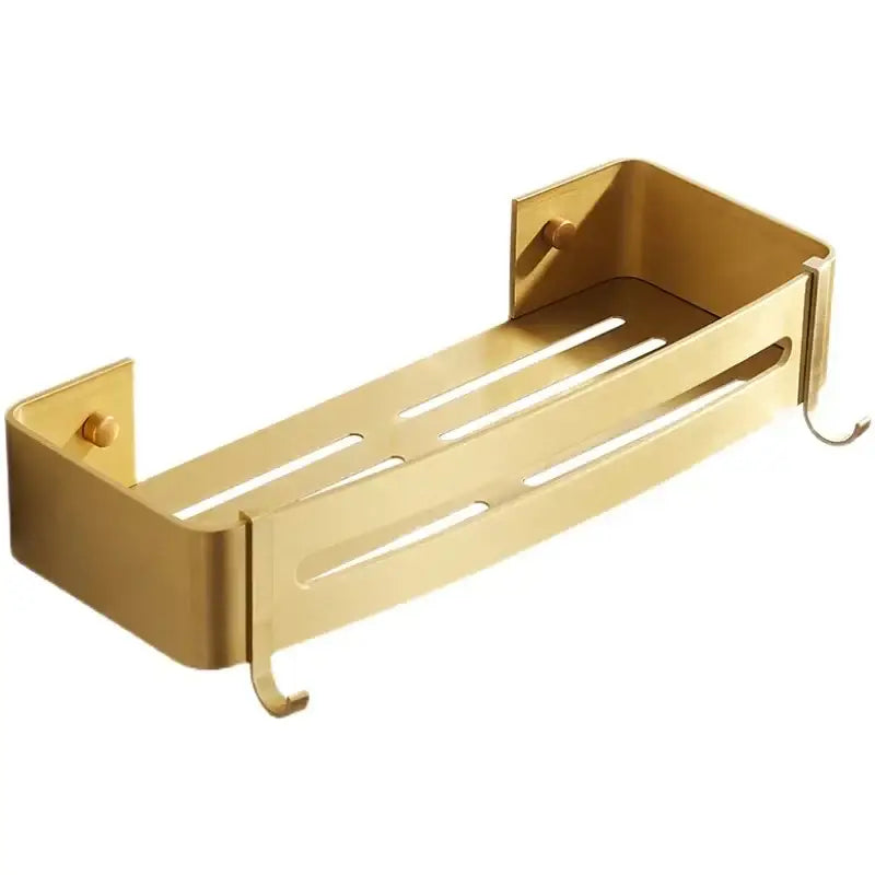 DecorBites™ رف دش ألومنيوم ذهبي مصقول يثبت على الحائط رف زاوية للحمام
