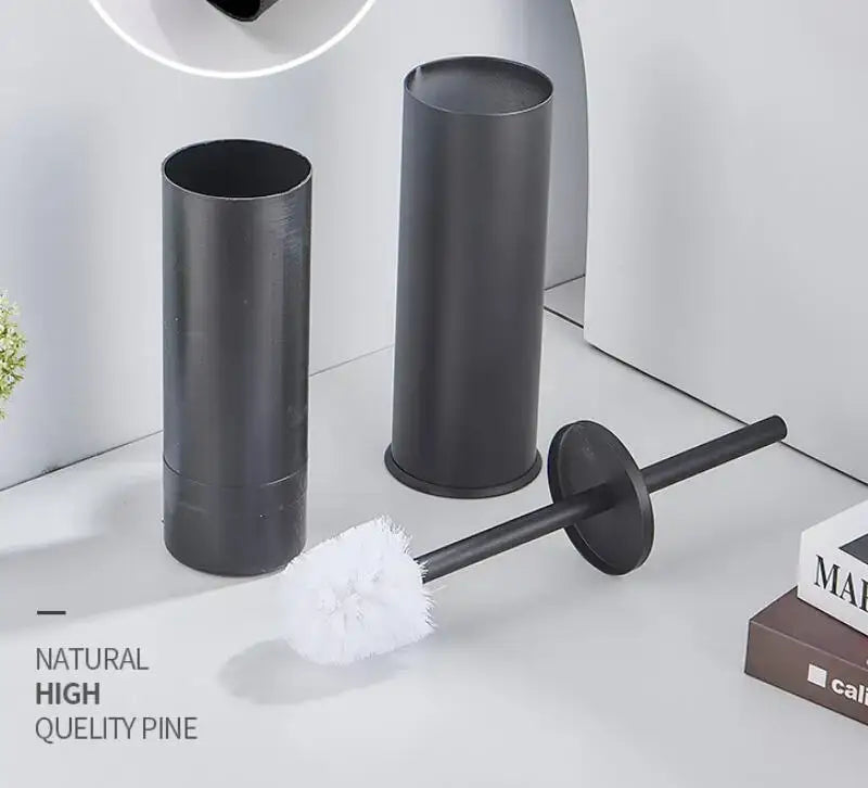 DecorBites™ Aluminum Toilet Brush Holder Set, Bath Hardware, Brushed Gold/Black