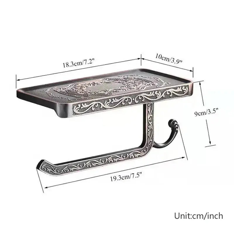 DecorBites™ Aluminum Toilet Paper Holder with Phone Rack and Hook
