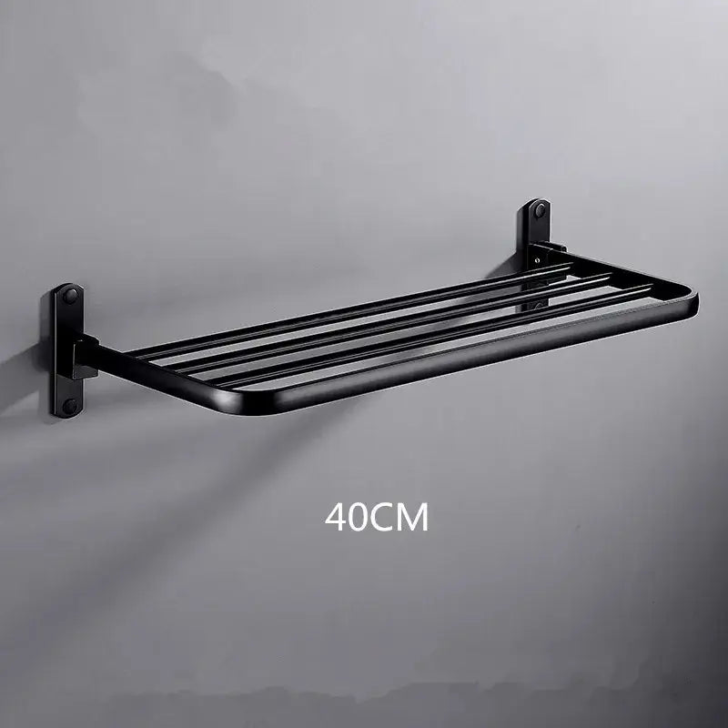DecorBites™ Aluminum Towel Rack: Movable Bath Holder, Black/White, 40/50/60 CM