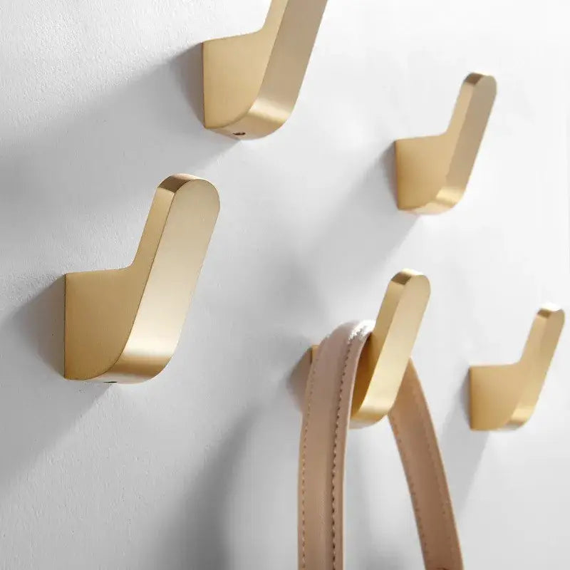 DecorBites™ Aluminum Towel & Robe Hook Set: Brushed Gold Kitchen Bathroom Hanger Holder