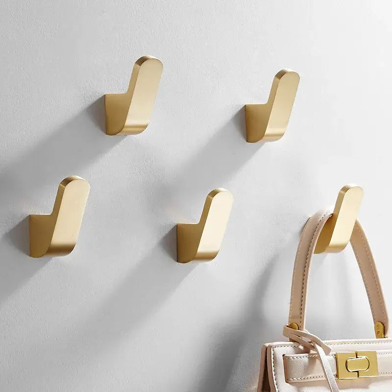 DecorBites™ Aluminum Towel & Robe Hook Set: Brushed Gold Kitchen Bathroom Hanger Holder