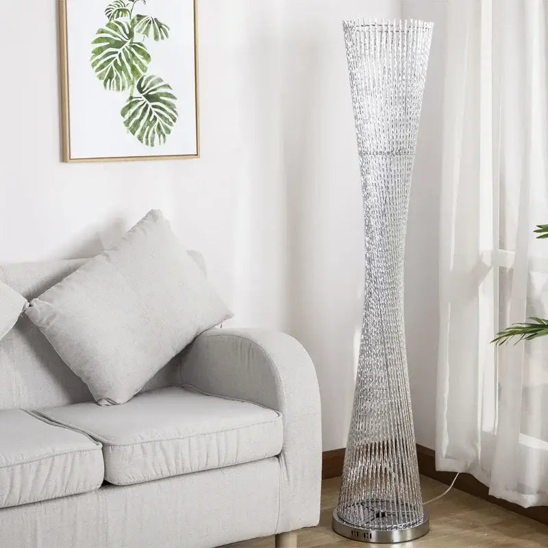 DecorBites™ Aluminum Tower Floor Lamp for Living Room, Modern LED Standing Light Stand
