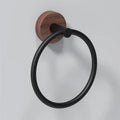 DecorBites™ Aluminum & Walnut Towel Ring: Bathroom & Kitchen Wall Mount Holder