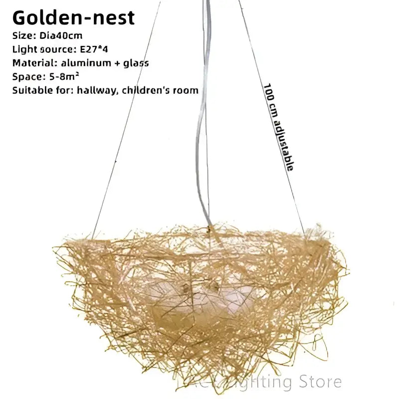 DecorBites™ Aluminum Wire Bird's Nest Pendant Lights for Bedroom Hallway and Restaurant
