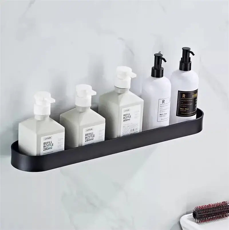 DecorBites™ Alumium Bathroom Shelf with Towel Bar and Corner Storage Shelf