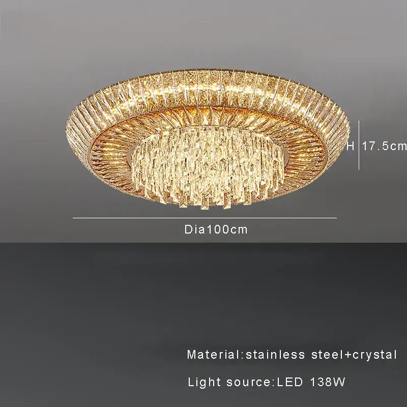DecorBites™ Amber Crystal Ceiling Chandelier: Luxe LED Home Decor Light Fixture