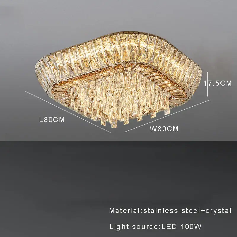 DecorBites™ Amber Crystal Ceiling Chandelier: Luxe LED Home Decor Light Fixture
