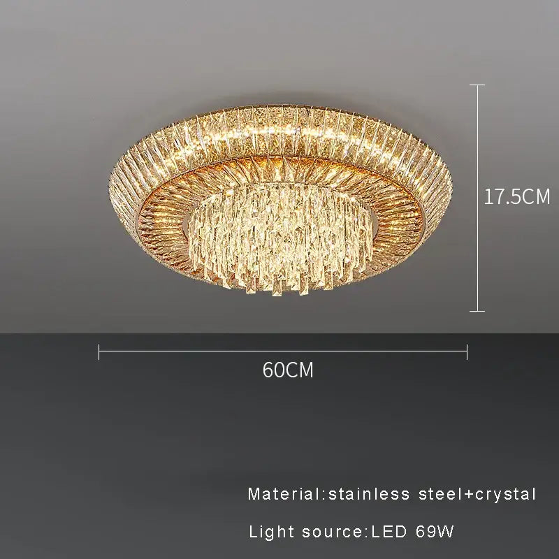 DecorBites™ Amber Crystal Ceiling Chandelier: Luxe LED Home Decor Light Fixture