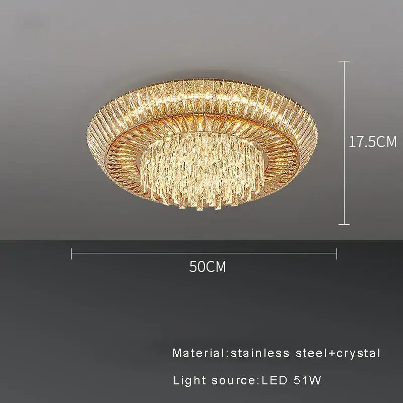 DecorBites™ Amber Crystal Ceiling Chandelier: Luxe LED Home Decor Light Fixture
