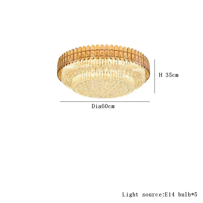 DecorBites™ Amber Crystal Ceiling Lights: Modern Luxury for Living Room, Villa, Foyer