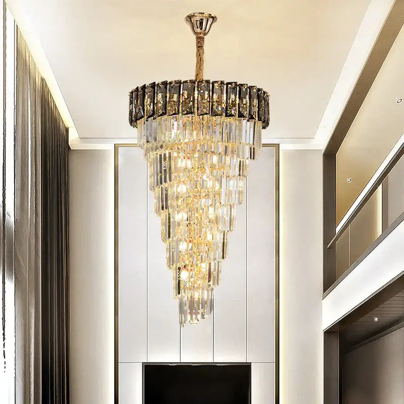 DecorBites™ Amber Crystal Chandelier for Luxurious Living Spaces